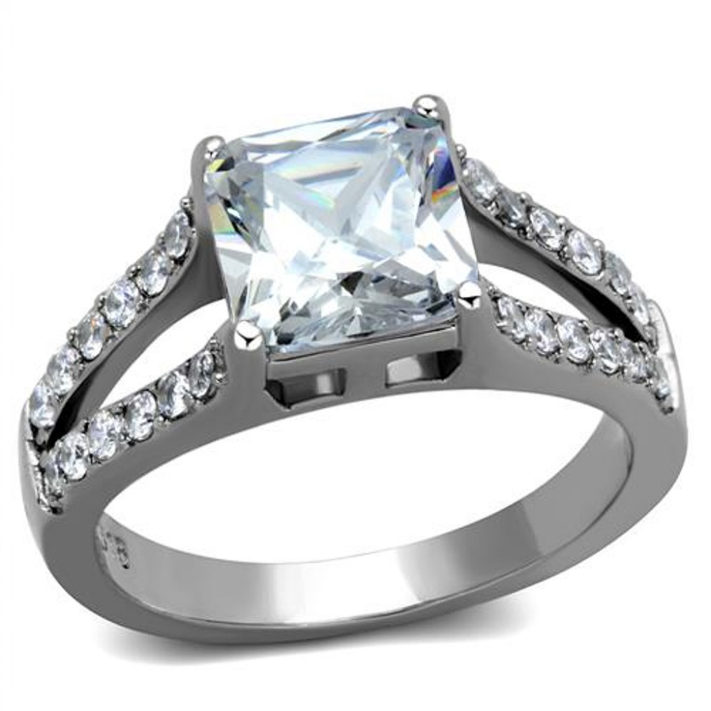 2.75 Ct Zirconia Stainless Steel Engagement Ring
